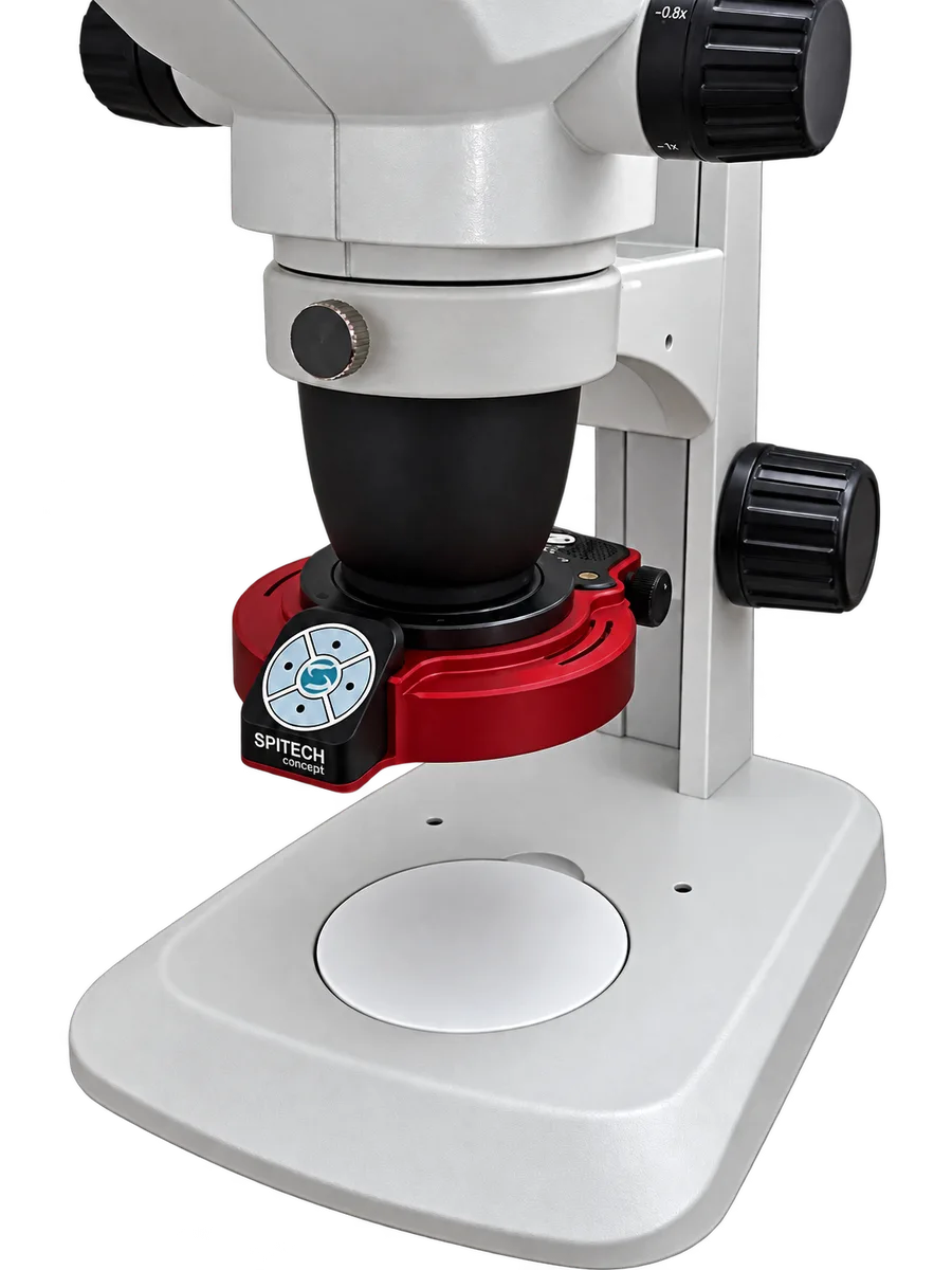 HaloLite 4S rouge installé sur un binoculaire