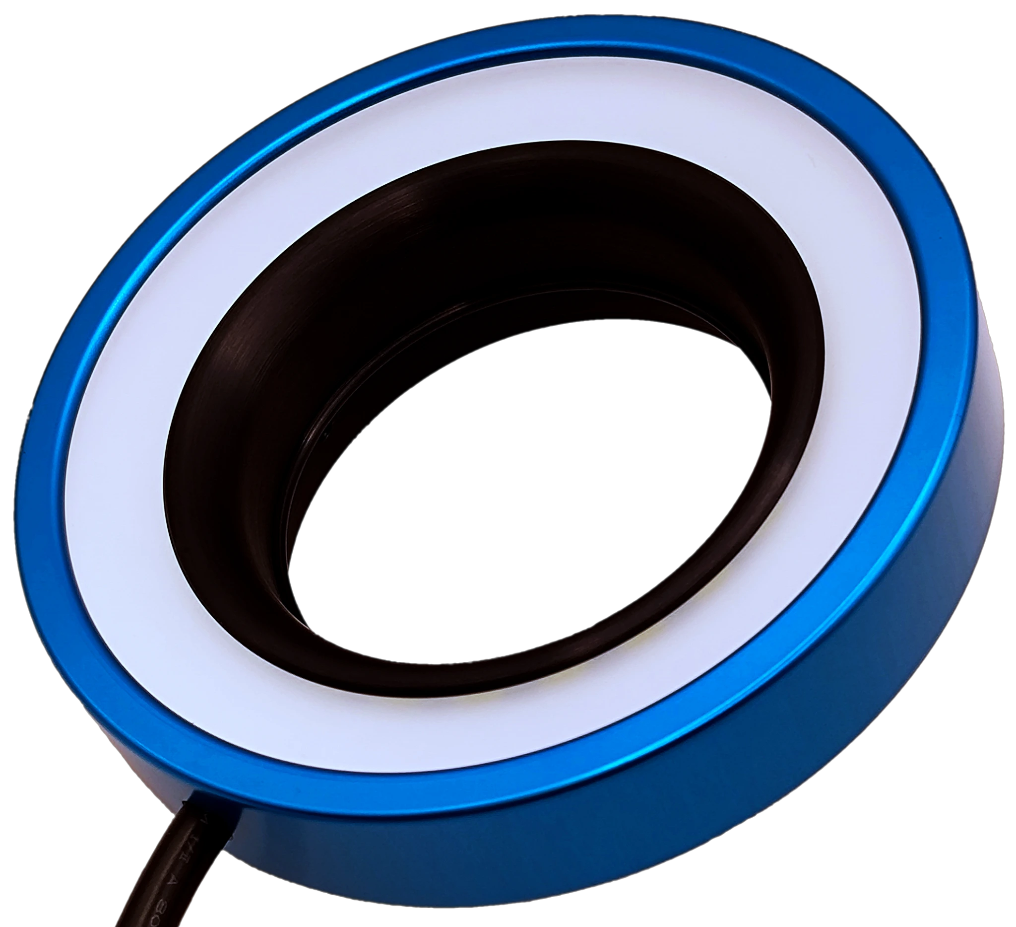 Éclairage annulaire Halo bleu, vue du diffuseur